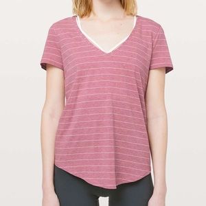 Lululemon Pink Striped Tee